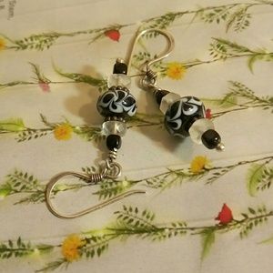 Black and White Glass Earrings